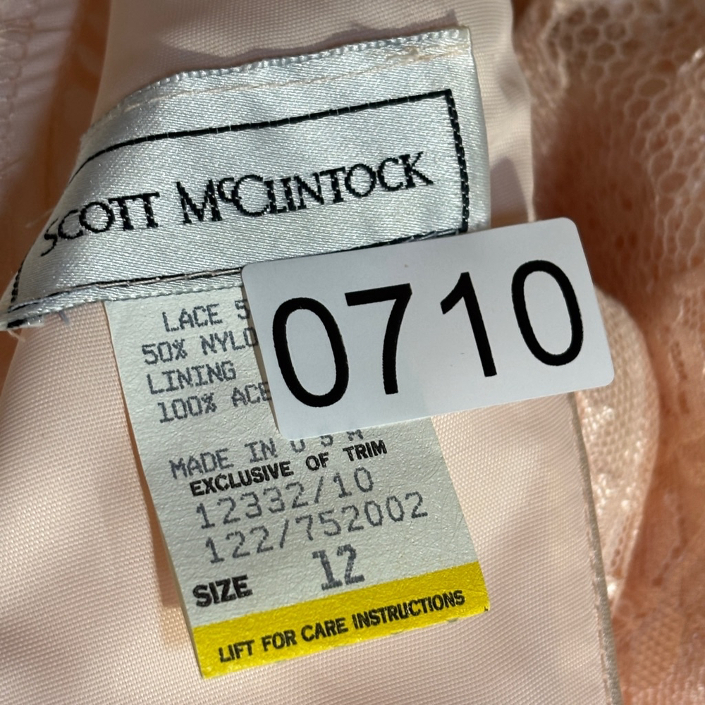 Vintage Scott McClintock Dress Women’s Size 12 Pink Lace Peplum Back Zipper - Picture 15 of 15